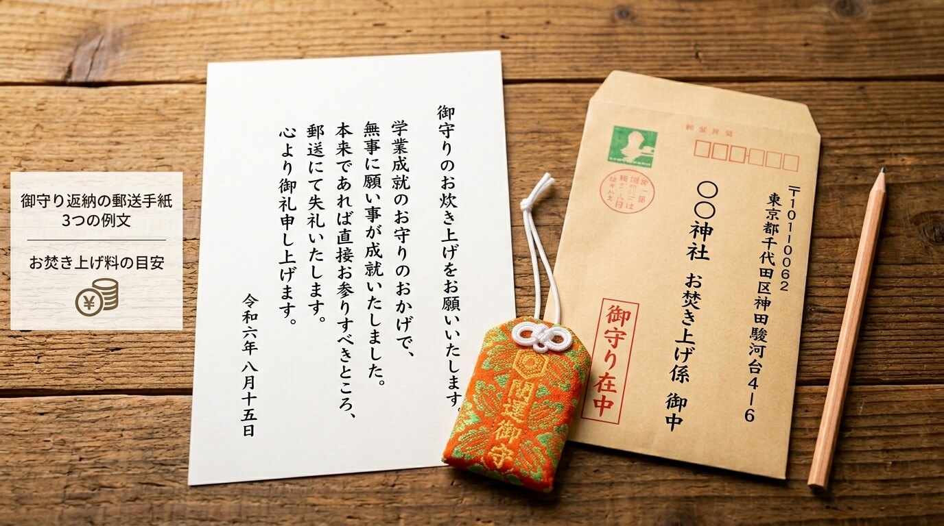 お守り返納を郵送する手紙の例文3つ｜封筒・お焚き上げ料の目安
